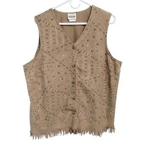 Bentley Plus Women's 1X Southwest Western Painted Aztec Fringe Country‎ Vest